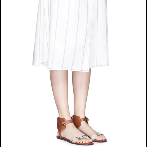 LeatherSandal COLE HAAN Barra Snake embossed LEATHER Minimalist Greek Sandal 9 - Picture 2 of 9